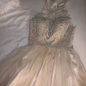 Embellished high neck mini dress💕